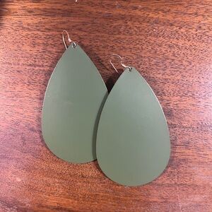 Nickel & Suede | Olive Green Teardrop Earrings
